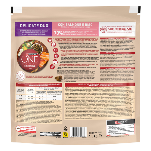 Purina One Dog Adult Mini/Small Delicate Duo con Salmone e riso