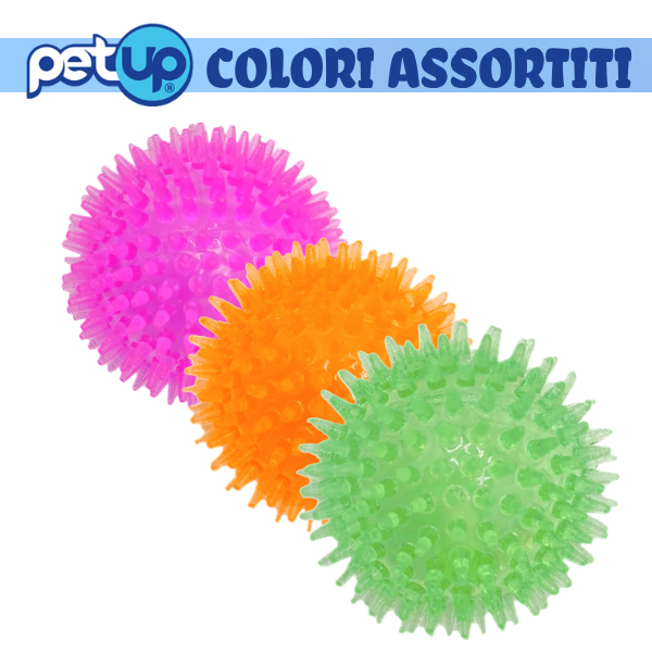 PetUp Joy gioco per cani Palla in TPR con squeaker Spiky con punte per cuccioli
