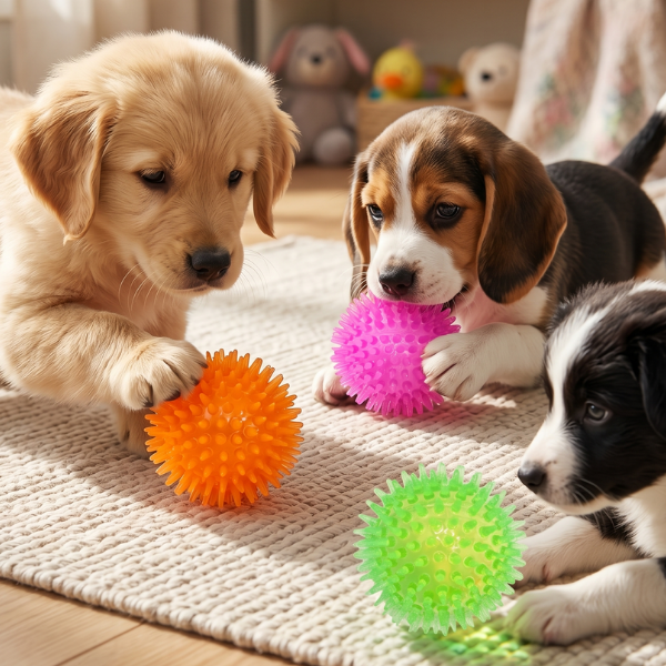 PetUp Joy gioco per cani Palla in TPR con squeaker Spiky con punte per cuccioli