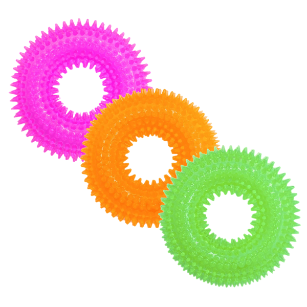 PetUp Joy gioco per cani Anello in TPR con squeaker Ring con punte per cuccioli