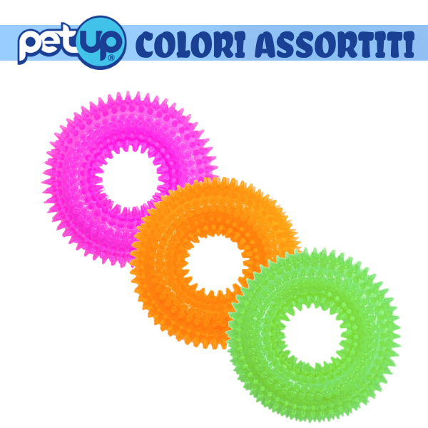 PetUp Joy gioco per cani Anello in TPR con squeaker Ring con punte per cuccioli