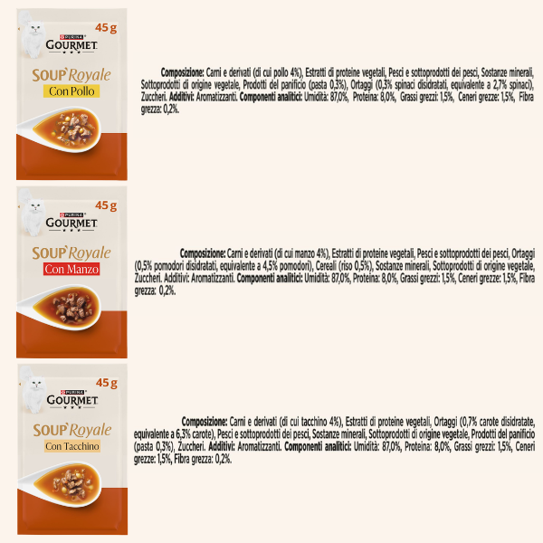 Purina Gourmet Soup Royale Filetti in brodo di cottura 45 gr
