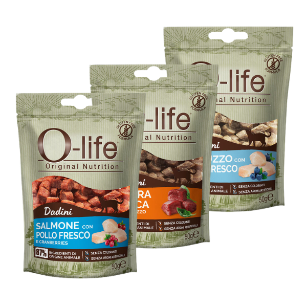 O-life Adult Snack per gatti Dadini Carne fresca 50 gr