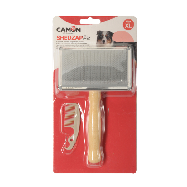 Cardatore cromato con pettinino per cani e gatti ShedzapPet Camon