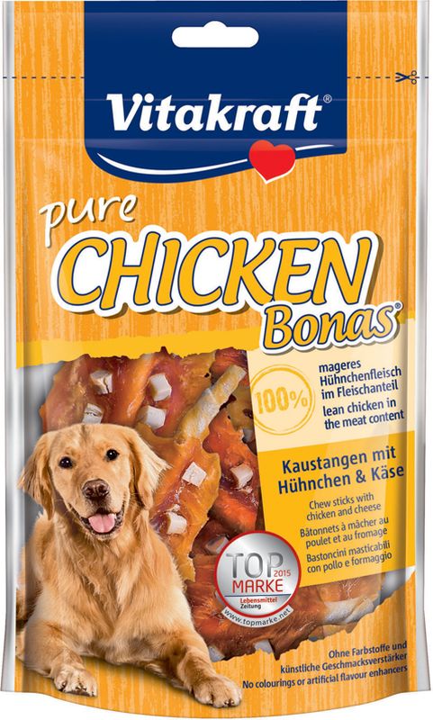 Vitakraft Bonas Snack di Pura Carne 80 gr - Bastoncini di Pollo e Formaggio 