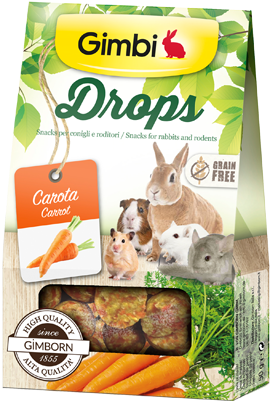 Gimbi Drops Snack per roditori Grain Free 50 gr - Carote 