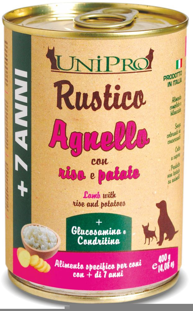Unipro Rustico Dog Adult 400 gr - Agnello con riso e patate (per senior)