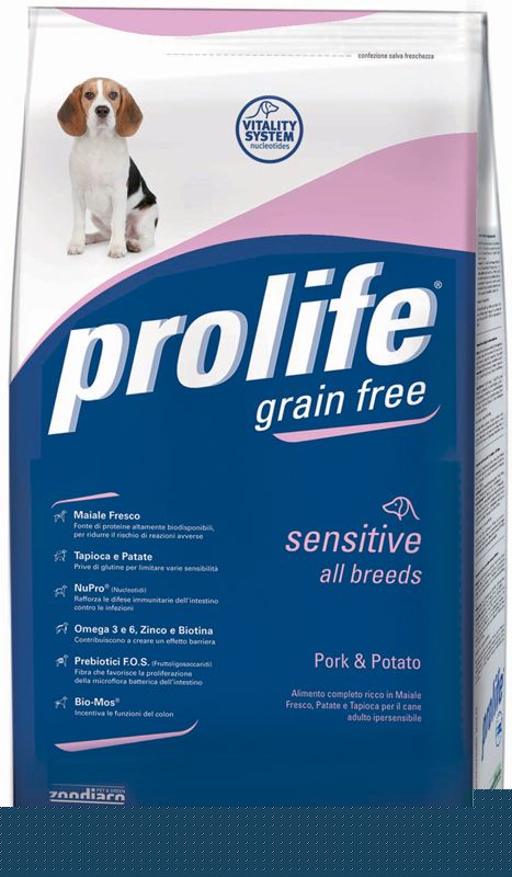 Prolife Grain Free Cane Adult Sensitive Medium/Large Maiale e Patate - 12 kg