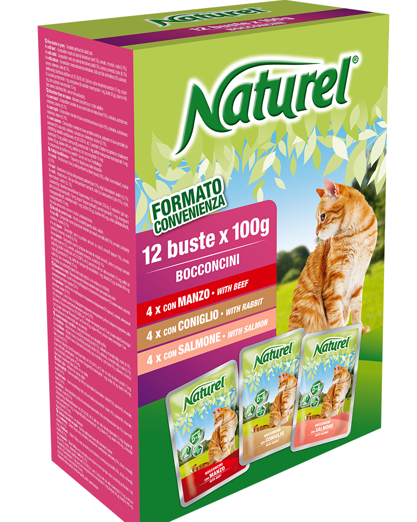 Naturel Multipack Bocconcini in Salsa 100 gr - Manzo, Coniglio, Salmone