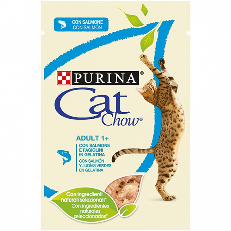 Purina Cat Chow Adult Umido Gatto in Gelatina 85 gr - Salmone e Fagiolini