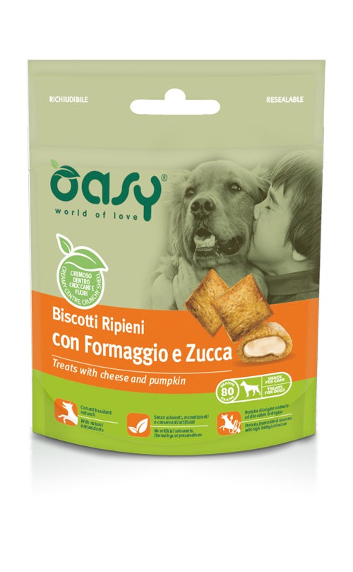 Oasy Dog Biscotti Ripieni 80 gr - Formaggio e Zucca