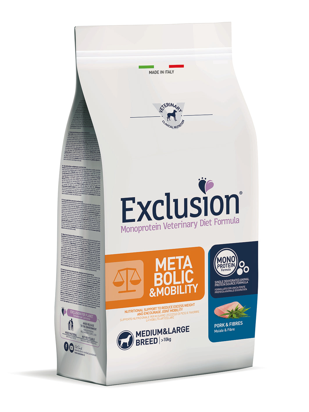 exclusion diet metabolic & mobility medium/large breed maiale e fibre immagine2