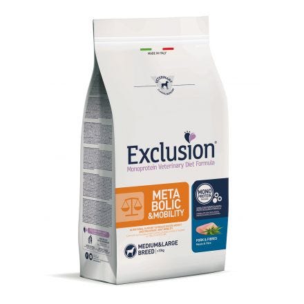 Exclusion Diet Metabolic & Mobility Medium/Large Breed Maiale e Fibre - 12 kg