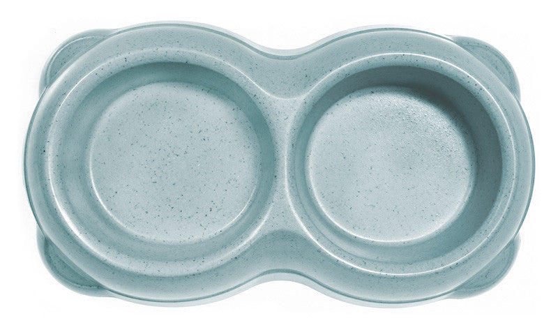 Ciotola Doppia Bamboo Record - azzurra, capacità 250ml per ciotola