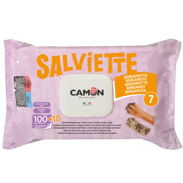 Salviette Detergenti per cani e gatti Maxi Formato da 110 pezzi Camon