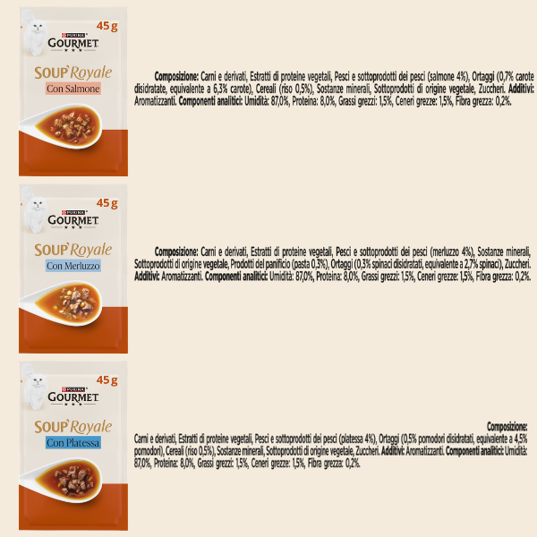 Purina Gourmet Soup Royale Filetti in brodo di cottura 45 gr