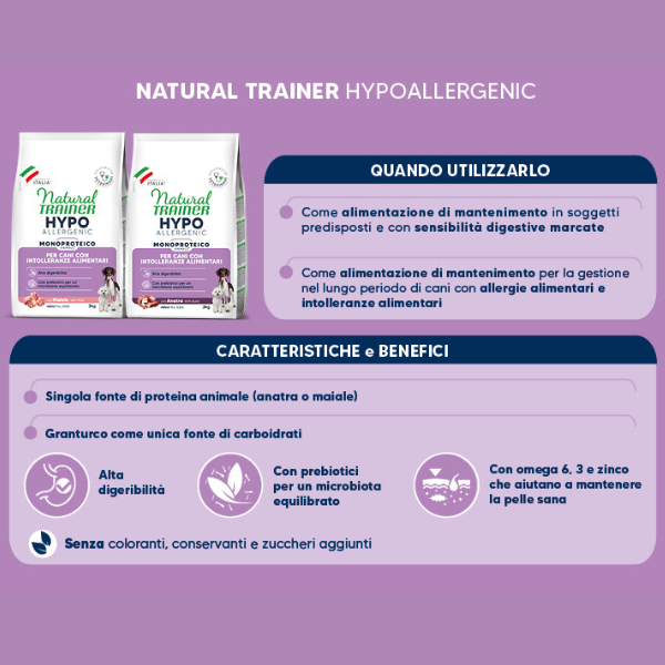 Natural Trainer Hypo Diet Monoproteico All Breeds Adult Dog con Anatra