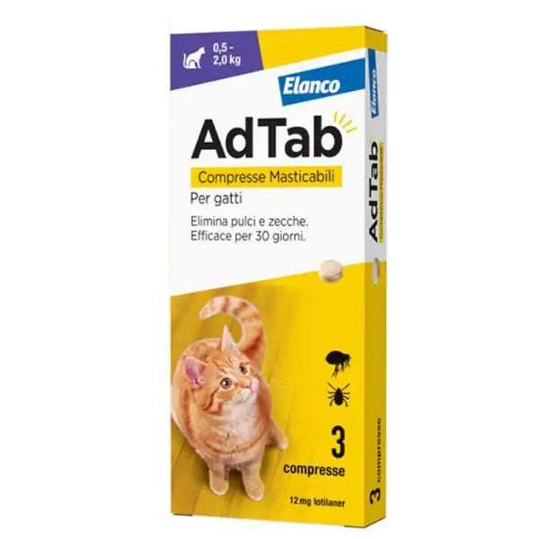 AdTab Elanco Compresse masticabili Antiparassitario orale per gatti  Gatti fino a 2 kg bauzaarit.myshopify.com