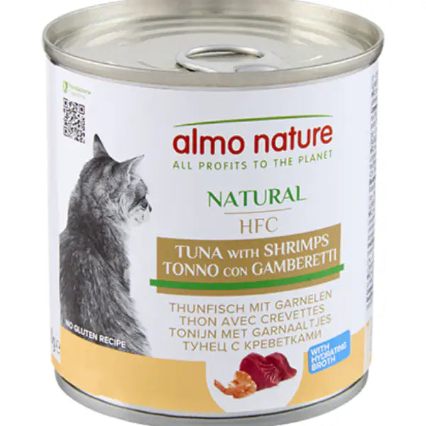 Almo Nature HFC Natural in brodo di cottura 280 gr  Tonno e gamberetti bauzaarit.myshopify.com
