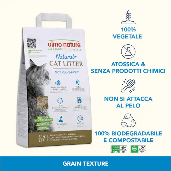 Almo Nature Natural Cat Litter Grain Texture lettiera vegetale   bauzaarit.myshopify.com