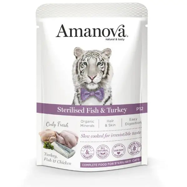 Amanova Cat Umido Sterilised Grain Free 85 gr  Tacchino e pesce bauzaarit.myshopify.com
