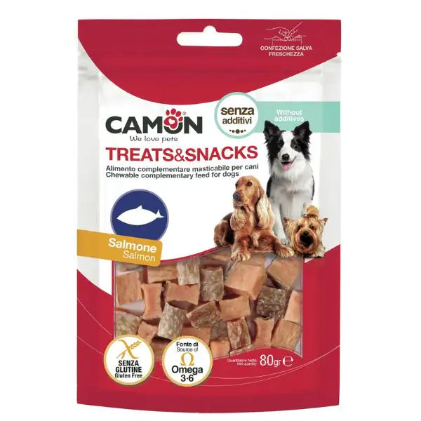 Camon Treats e Snacks per cani  Cubetti di salmone con pelle - 80 gr bauzaarit.myshopify.com