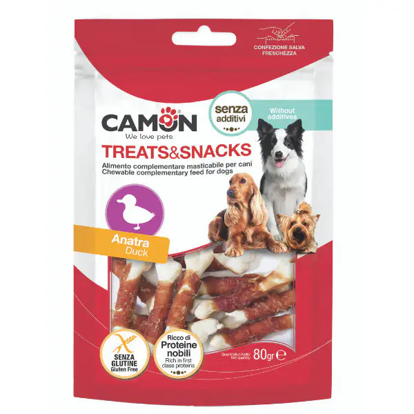 Camon Treats e Snacks per cani  Ossicini arrotolati con anatra - 80 gr bauzaarit.myshopify.com