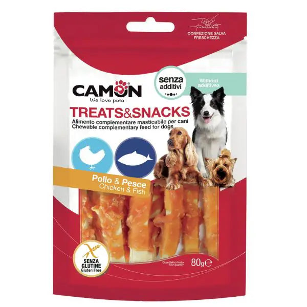 Camon Treats e Snacks per cani  Rolls di pollo e pesce - 80 gr bauzaarit.myshopify.com