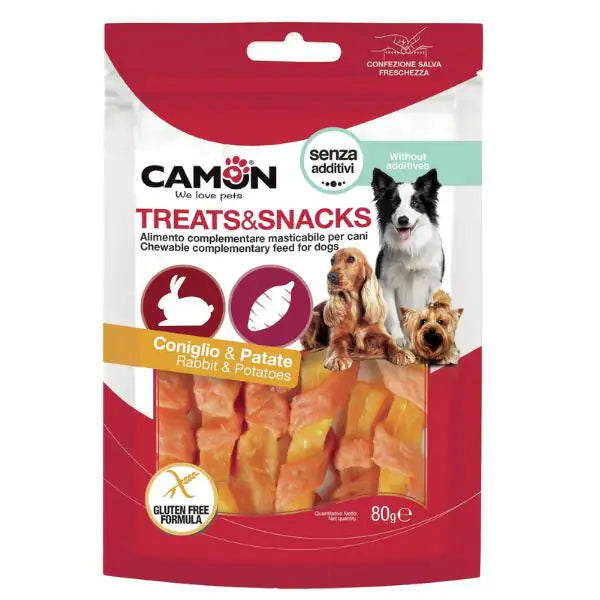 Camon Treats e Snacks per cani  Strips di coniglio e patata dolce - 80 gr bauzaarit.myshopify.com