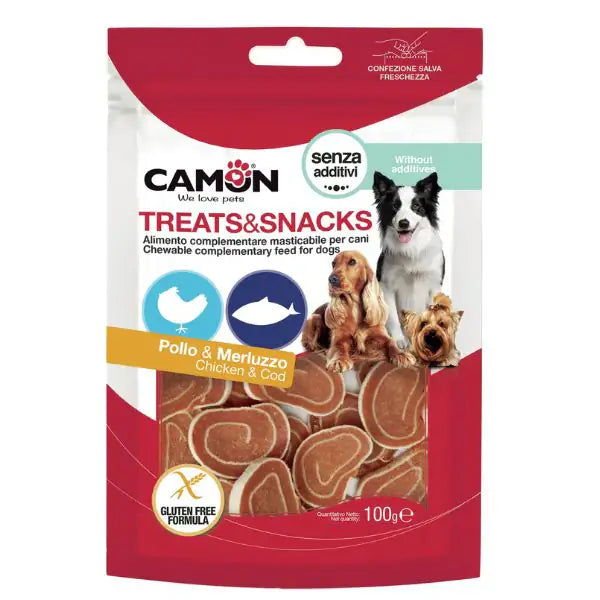 Camon Treats e Snacks per cani  Sushi di pollo e merluzzo - 100 gr bauzaarit.myshopify.com