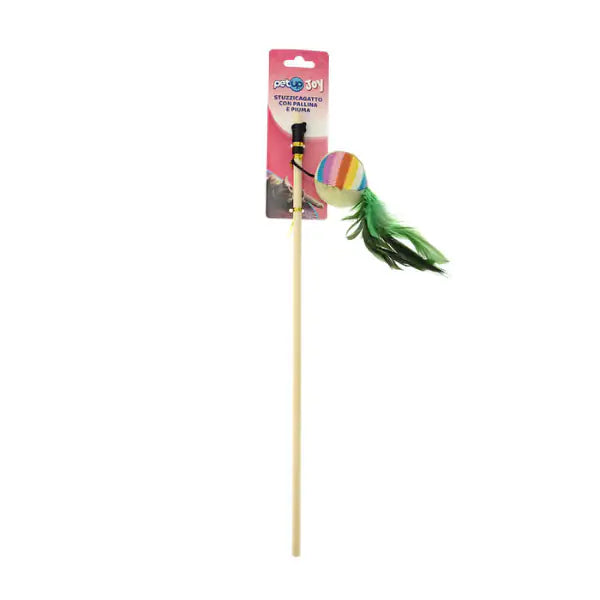 Cannetta gioco per gatti Stuzzigatto PetUp Joy  Pallina con piuma bauzaarit.myshopify.com