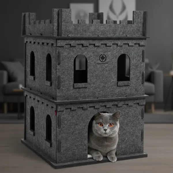 Castello in feltro cuccia per gatti CanadianCat  Modello L a 2 piani bauzaarit.myshopify.com