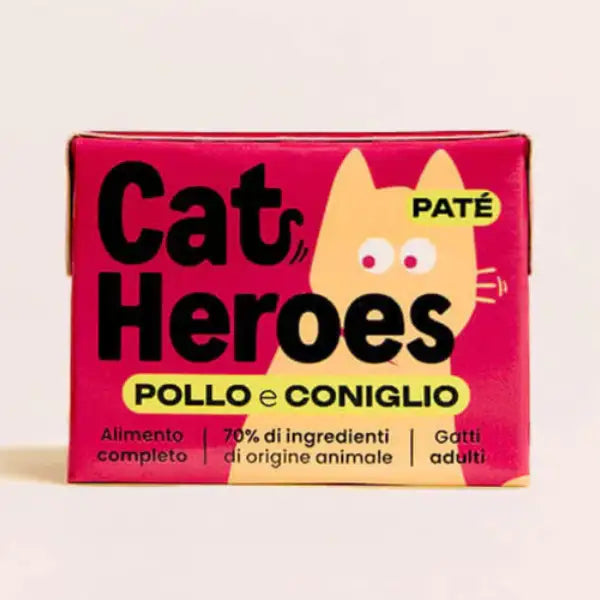 Cat Heroes Adult Patè Grain free cibo fresco da dispensa 95 gr  Pollo e coniglio Bauzaar.it
