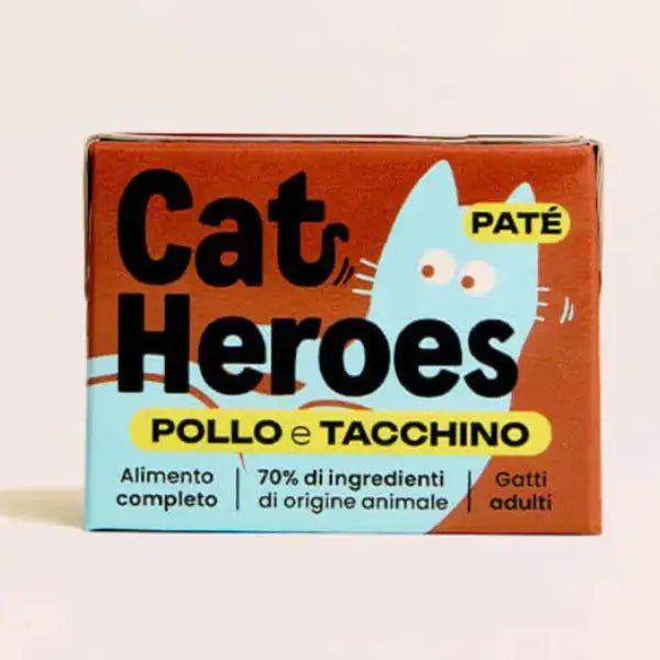 Cat Heroes Adult Patè Grain free cibo fresco da dispensa 95 gr  Pollo e tacchino Bauzaar.it