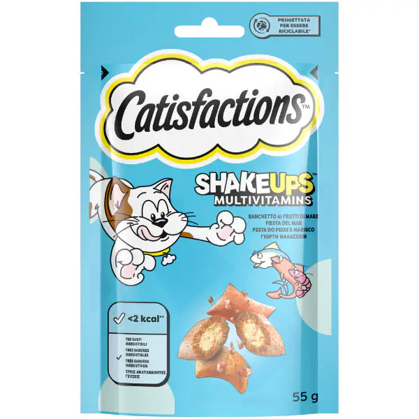 Catisfaction Cat Snack Shake Ups Multivitamins 55 g  Banchetto ai frutti di mare bauzaarit.myshopify.com