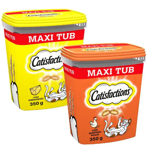 Catisfactions snack per gatti Maxi Tub 350 gr  350 gr bauzaarit.myshopify.com