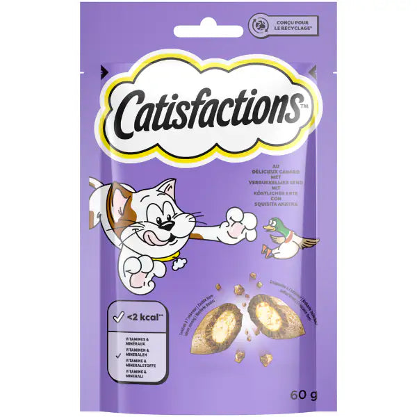 Catisfactions snack per gatto bustina 60 gr  Anatra bauzaarit.myshopify.com