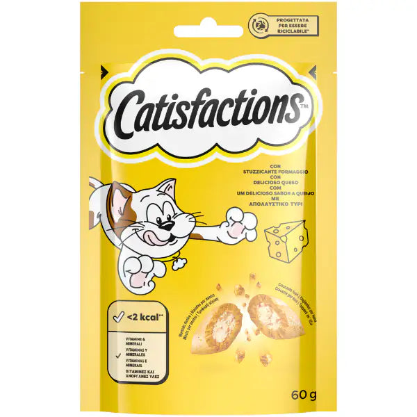 Catisfactions snack per gatto bustina 60 gr  Formaggio bauzaarit.myshopify.com