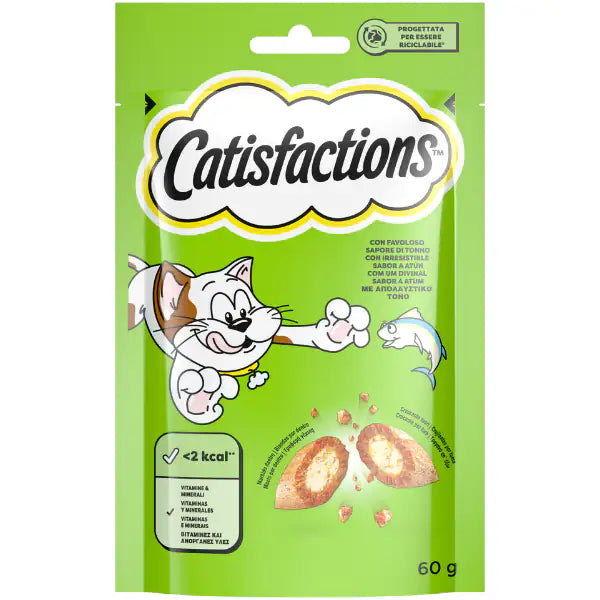 Catisfactions snack per gatto bustina 60 gr  Tonno bauzaarit.myshopify.com