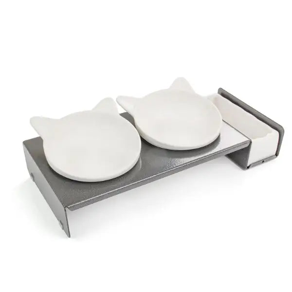 Ciotola doppia per gatti con ceramica per erba gatta FoodBar Cat Diner CanadianCat  Antracite bauzaarit.myshopify.com