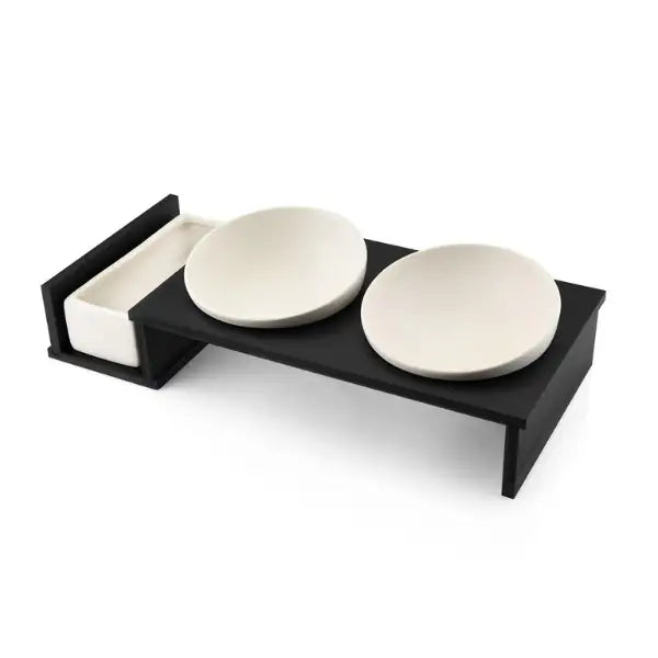 Ciotola doppia per gatti con ceramica per erba gatta FoodBar Cat Diner CanadianCat  Nero bauzaarit.myshopify.com