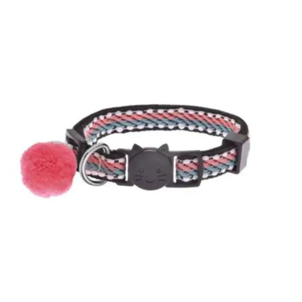 Collare per gatto a trama intrecciata Ferribiella  Nero e fucsia Bauzaar.it