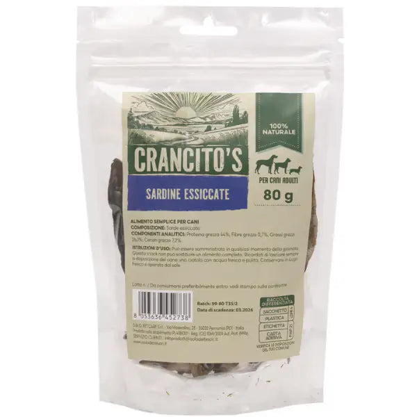 Crancito's Sardine essiccate snack per cani  80 gr bauzaarit.myshopify.com