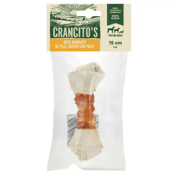 Crancito's Snack naturale per Cani Adulti Osso Annodato di pelle bovina con pollo  1 pezzo da 15 cm bauzaarit.myshopify.com