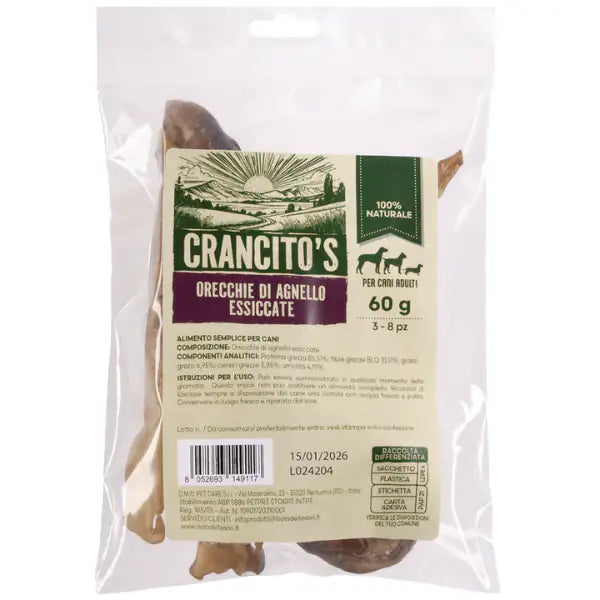 Crancito's snack naturale Dog Adult Orecchie di Agnello  60 gr bauzaarit.myshopify.com