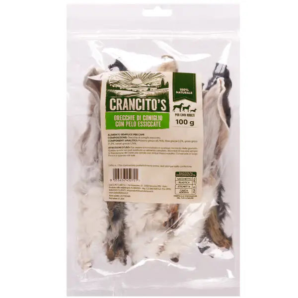 Crancito's snack naturale Dog Adult Orecchie di Coniglio  100 gr bauzaarit.myshopify.com