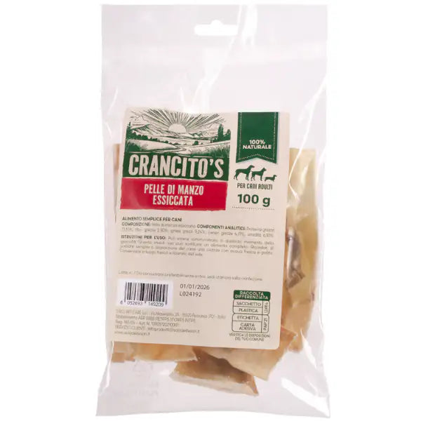 Crancito's snack naturale Dog Adult Pelle di Manzo essiccata  100 gr bauzaarit.myshopify.com