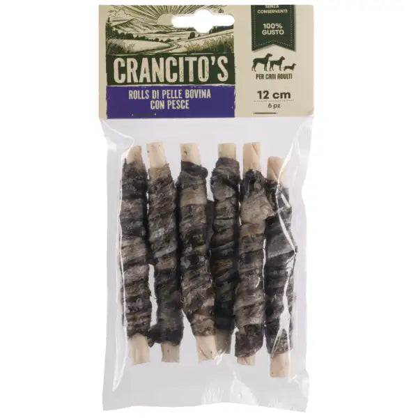 Crancito's snack naturale Dog Adult Rolls di pelle bovina  Bovino e pesce - 6 pezzi bauzaarit.myshopify.com