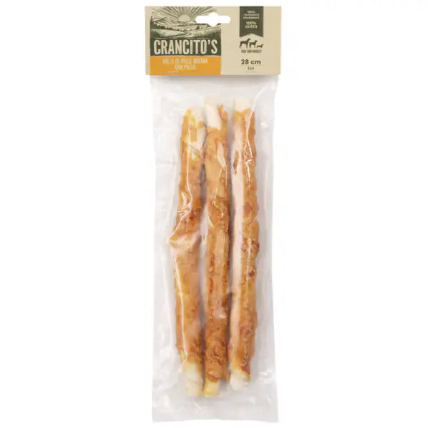 Crancito's snack naturale Dog Adult Rolls di pelle bovina  Bovino e pollo - 3 pezzi da 17 cm bauzaarit.myshopify.com