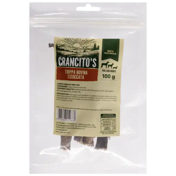 Crancito's snack naturale Dog Adult Trippa bovina  100 gr bauzaarit.myshopify.com